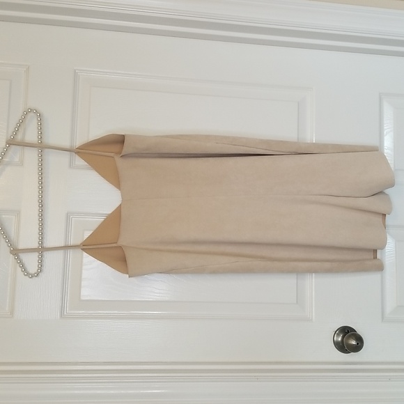 Zara Womens Cream Faux Suede Spaghetti Strap V Neck Romper - Picture 4 of 10